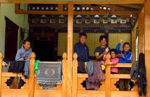 Saying bye to a Bhutanese family